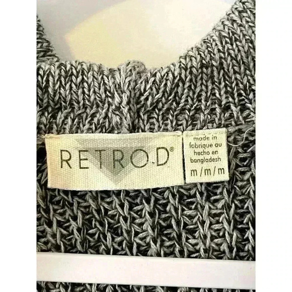 Retrod Cardigan Womens Faux suede elbow patches Open Front Grey Size M long hood - Picture 2 of 6